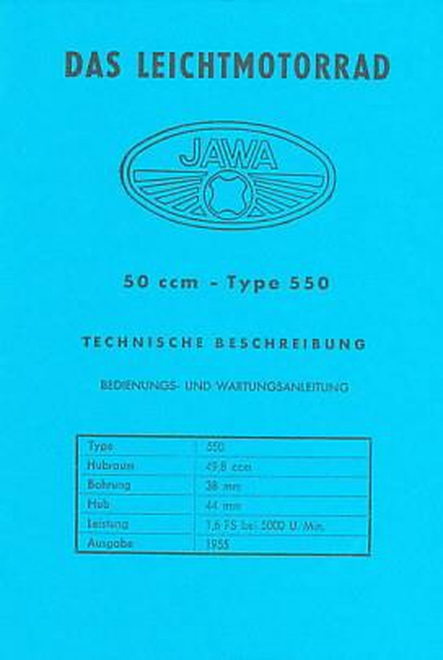 Jawa 550, 50 ccm, Leichtmotorrad, Betriebsanleitung