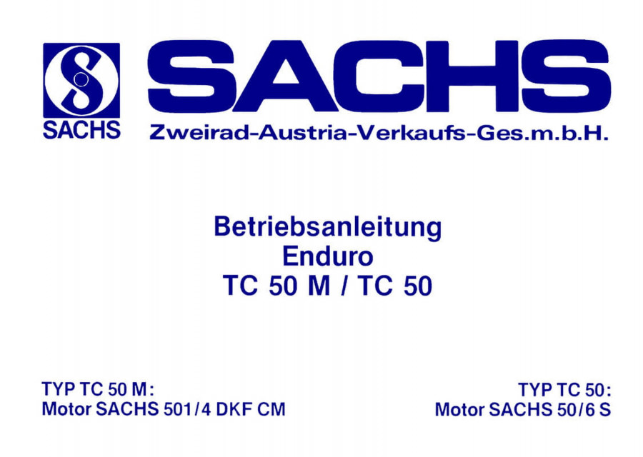 Sachs Enduro TC 50 M und TC 50, Betriebsanleitung