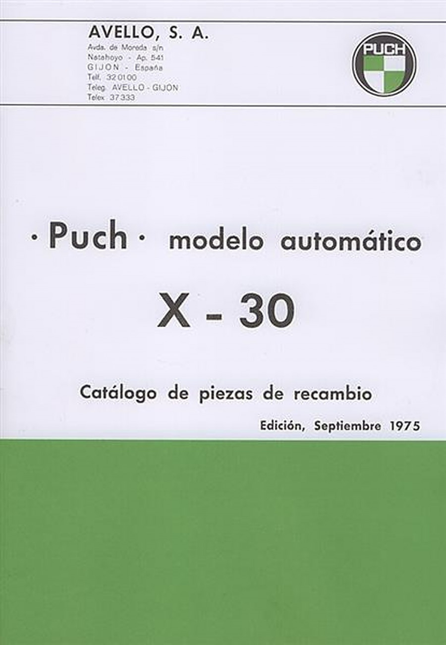 Puch X 30 modelo automatica, Catalogo de piezas de recambio