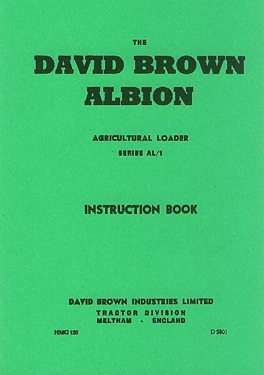David Brown Albion, Frontlader Serie AL/1, Betriebsanleitung