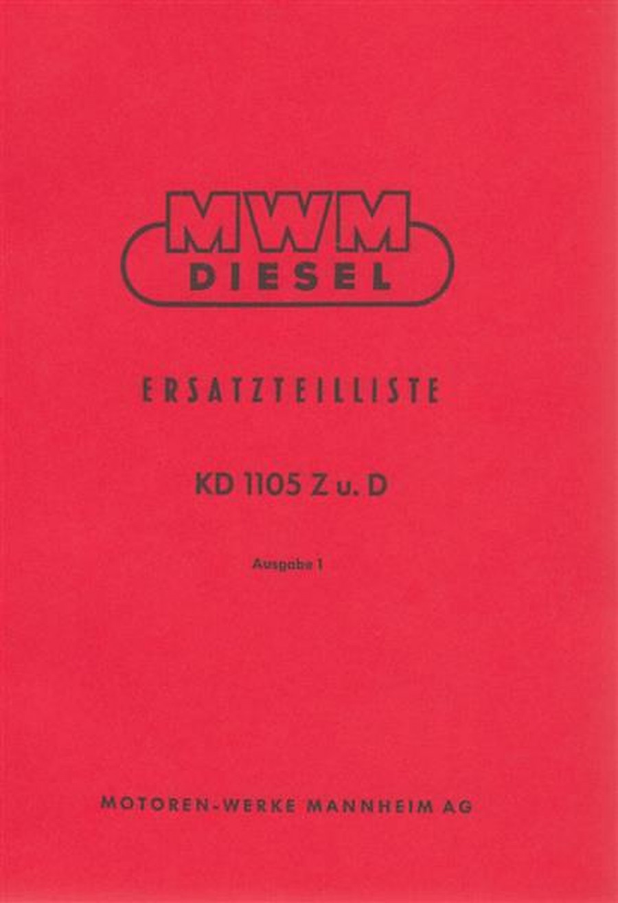 MWM Diesel, KD 1105 Z und KD 1105 D, Ersatzteilliste