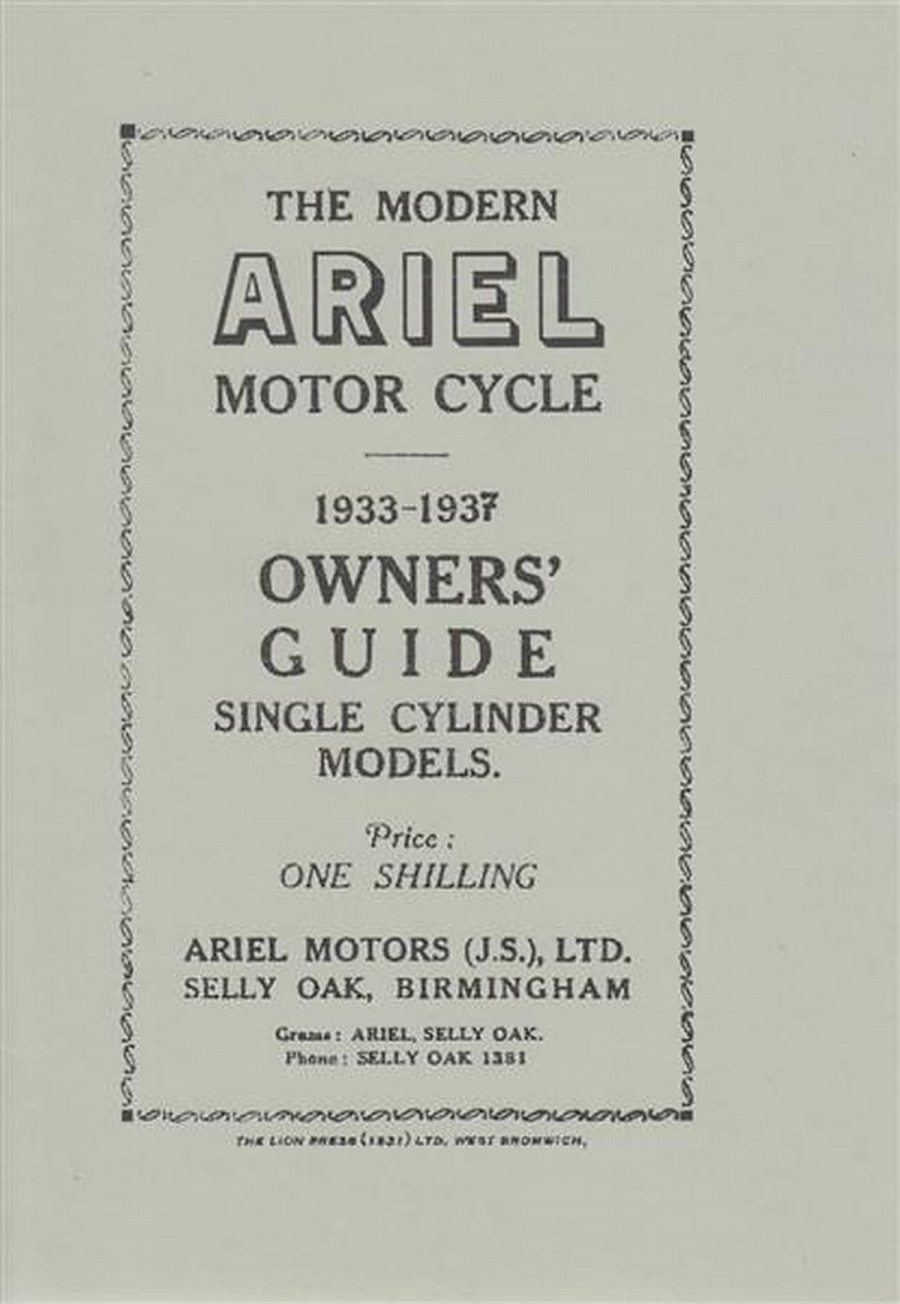 Ariel Single-Cylinder Models SV and OHV, 1933 - 1937, Owner's Guide