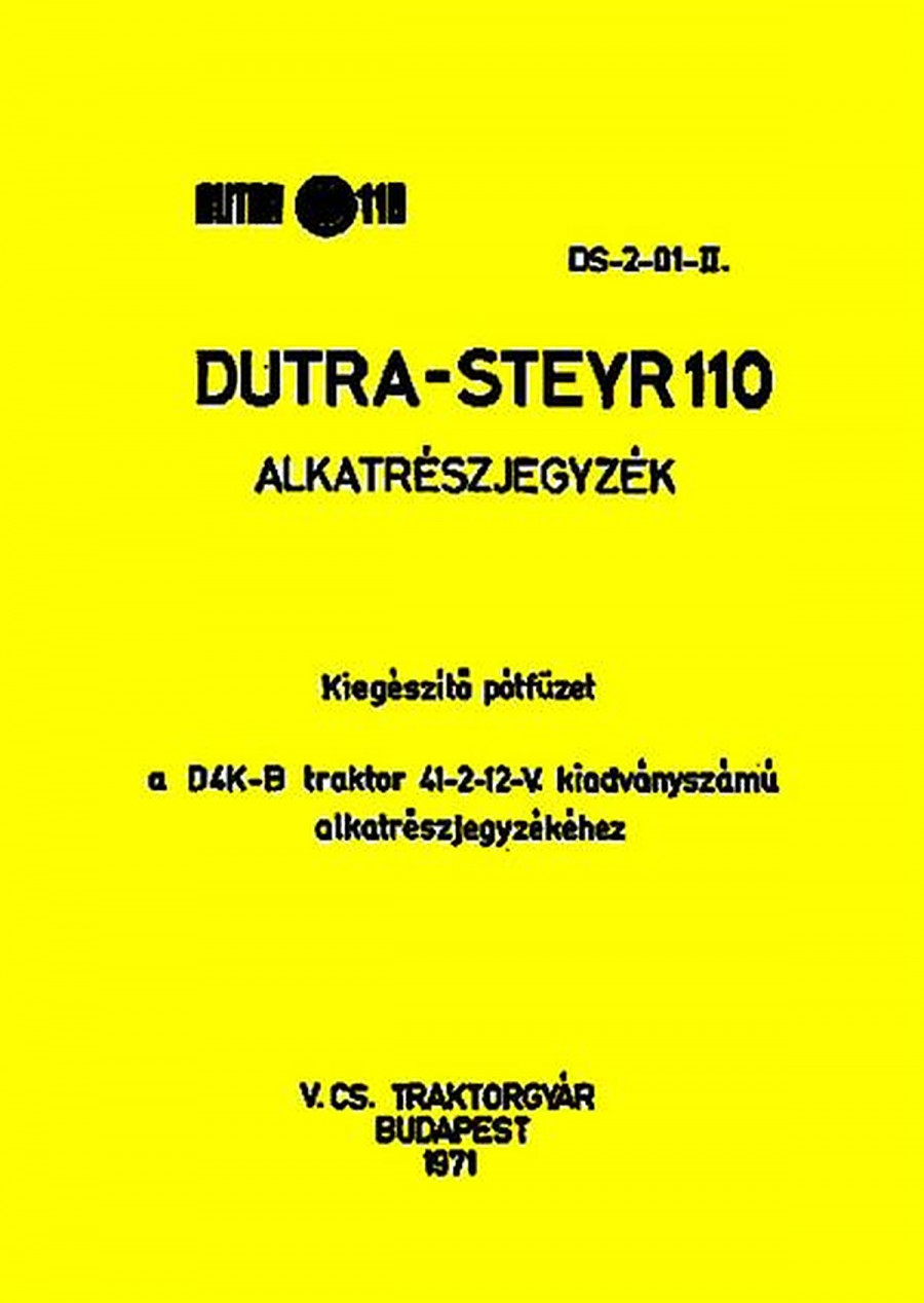 Dutra Steyr 110 Traktor Typ D4K-B Ersatzteilkatalog