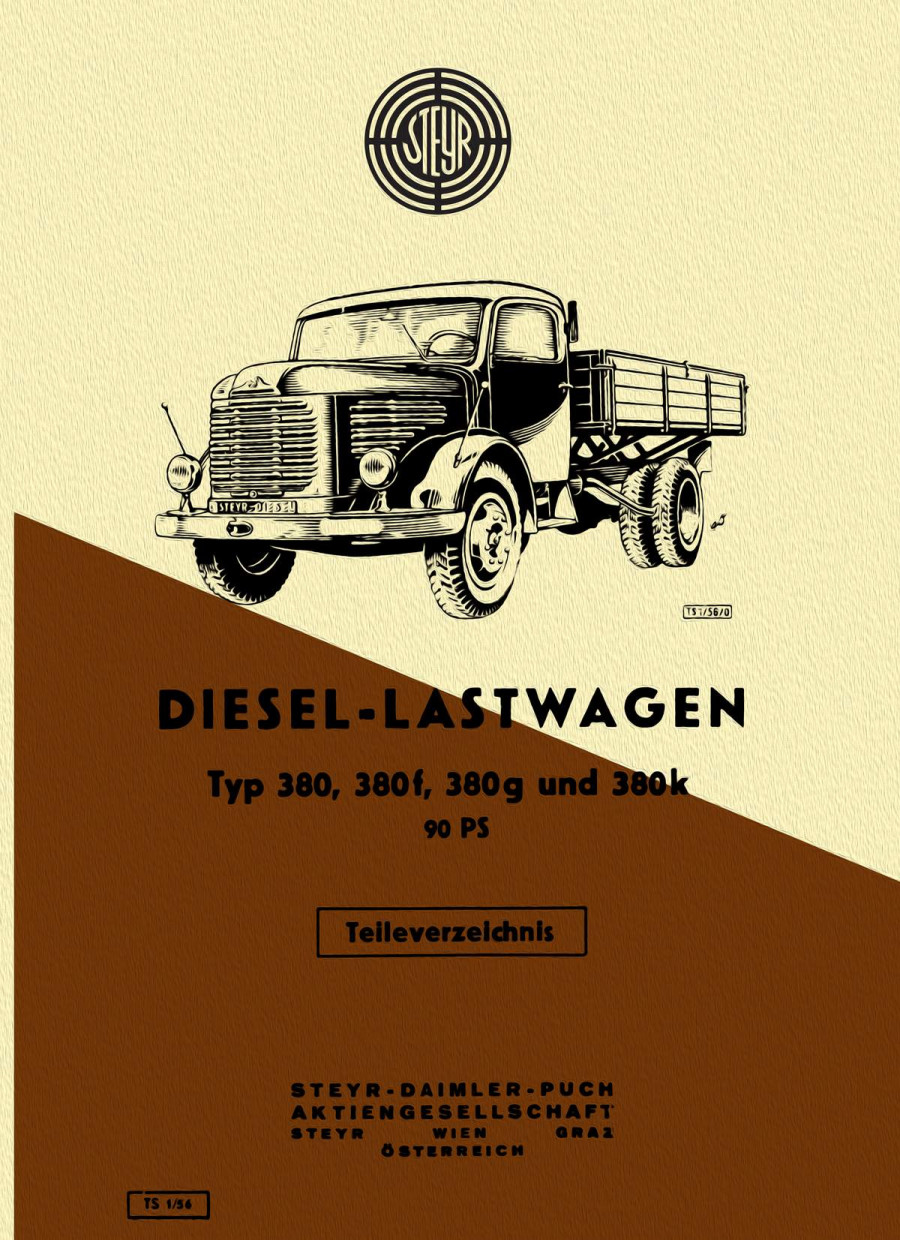 Steyr 380 Diesel Lastwagen Typ 380, 380f, 380g und 380k - Teileverzeichnis