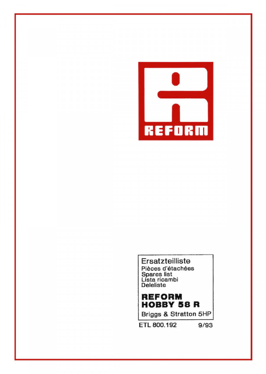 Reform Hobby 58 R Ersatzteilliste