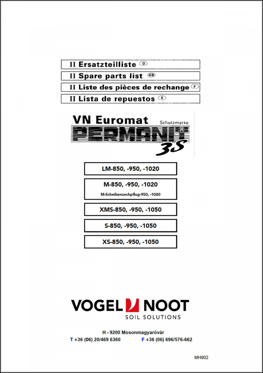 Vogel & Noot Euromat Permanit 3S Ersatzteilliste