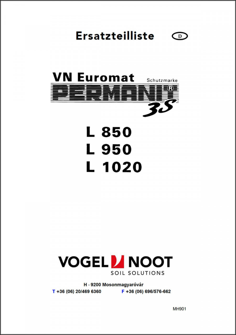 Vogel & Noot Euromat Permanit 3S Ersatzteilliste