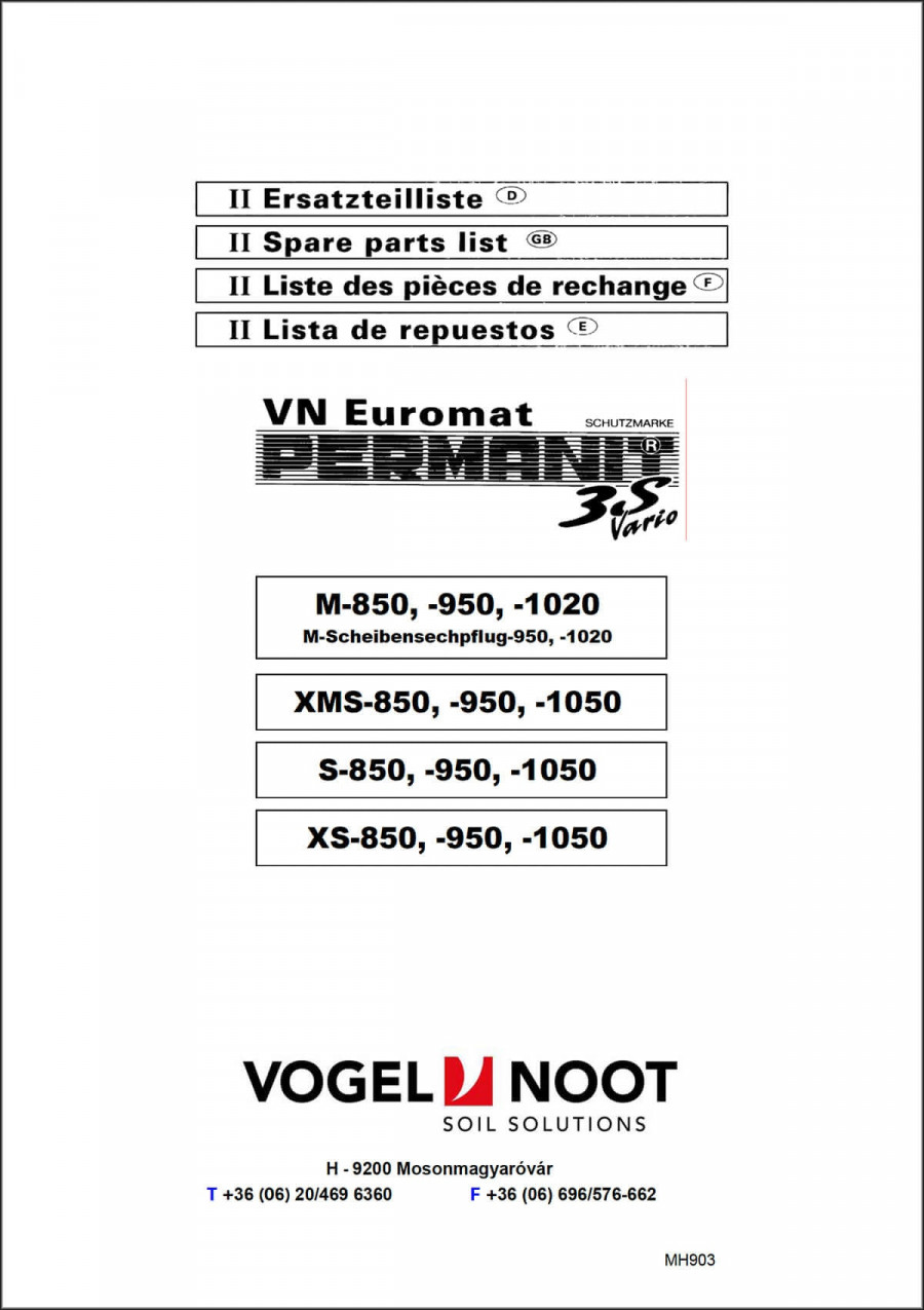 Vogel & Noot Euromat Permanit 3S Vario Ersatzteilliste