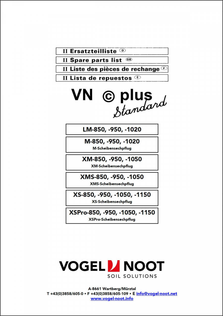 Vogel & Noot Euromat Permanit Plus Standard Ersatzteilliste