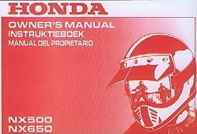 Honda NX500 NX650 Owner´s Manual
