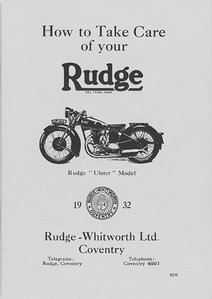 Rudge Ulster Operating Instructions