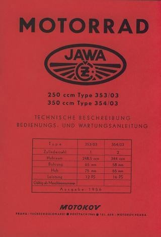 Jawa 250 und 350, ccm Typ 353/03 und 354/03, Betriebsanleitung