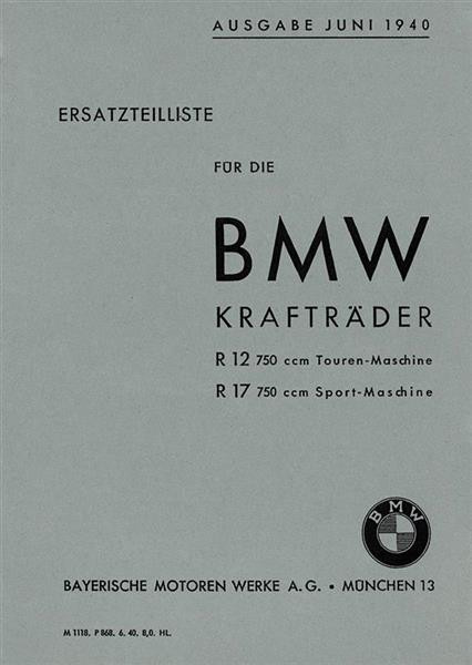 BMW R12 und R17 mit Seitenwagen Ersatzteilkatalog