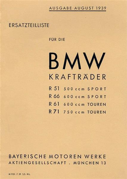 BMW R51 R66 R61 und R71 Ersatzteilkatalog