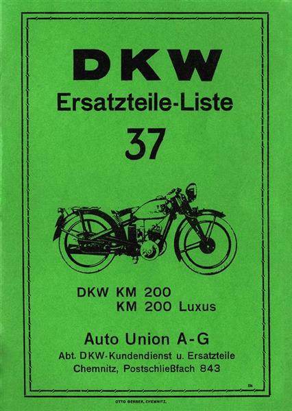 DKW KM200 und KM200 Luxus Ersatzteilkatalog