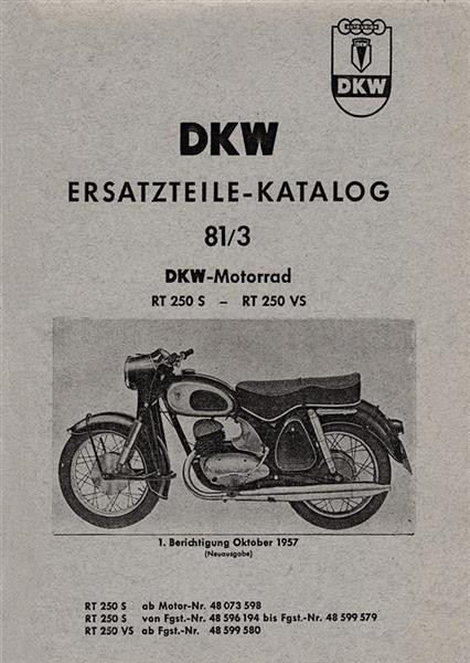 DKW RT250S und RT250VS Ersatzteilkatalog