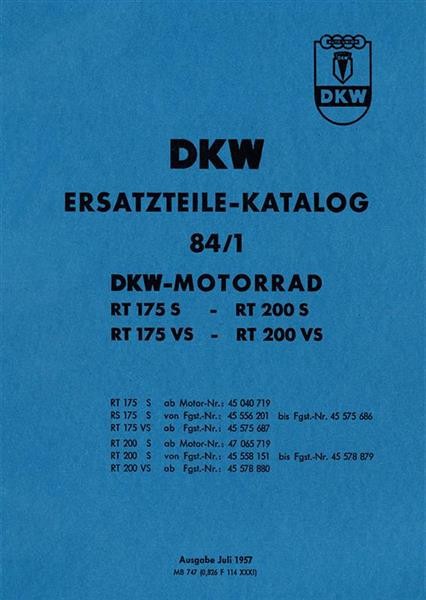 DKW RT175 S / SVS und RT200 S / SVS Ersatzteilkatalog