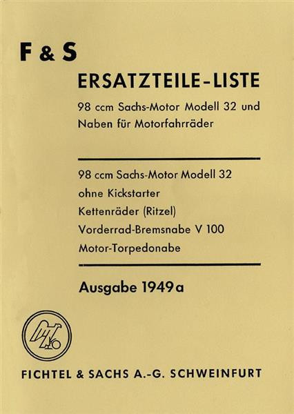 Sachs 98 ccm Motor mit Nasenkolben Ersatzteilkatalog