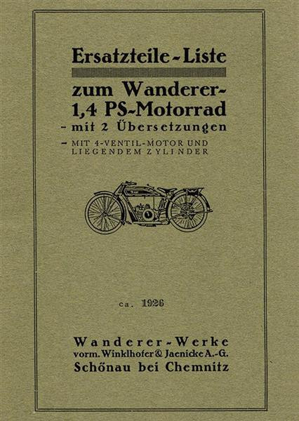 Wanderer 1,4 PS - 1-Zylinder Ersatzteilkatalog