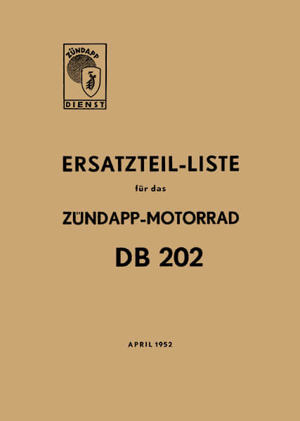 Zündapp DB202 Ersatzteilkatalog