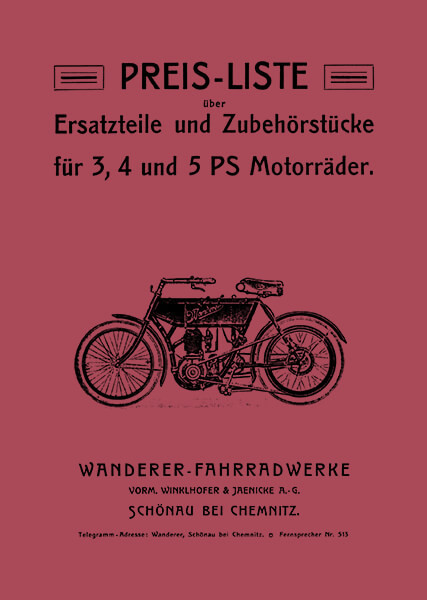 Wanderer 3-, 4-  und 5 PS Motorräder Ersatzteilkatalog