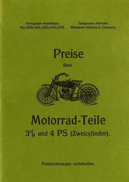 Wanderer 3,25 PS und 4 PS Motorräder Ersatzteilkatalog