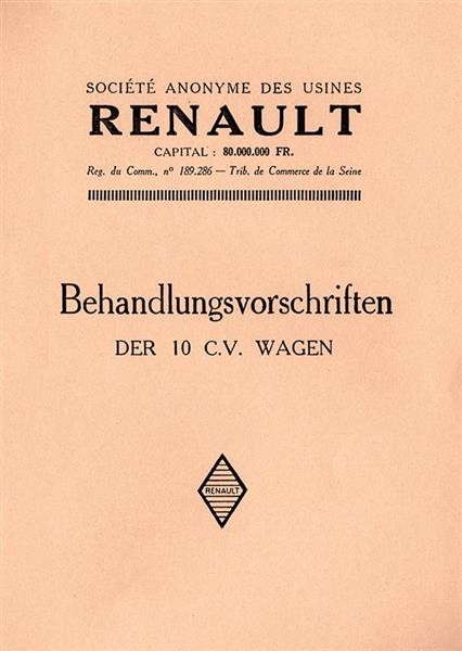 Renault 10CV Betriebsanleitung