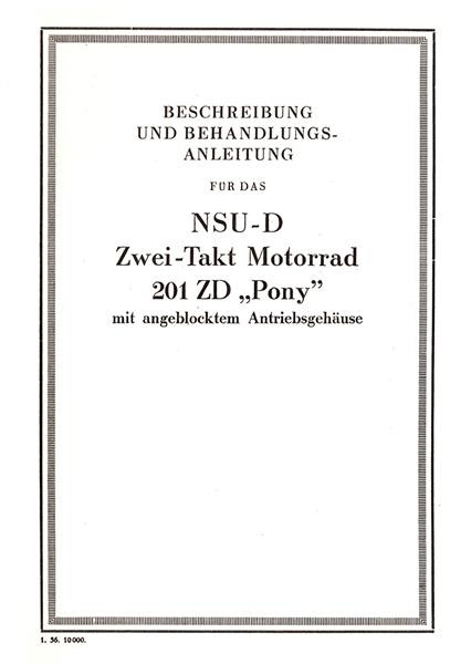 NSU 201ZD Pony Betriebsanleitung