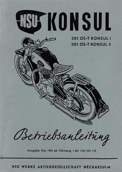 NSU Konsul 351 und 501 Betriebsanleitung