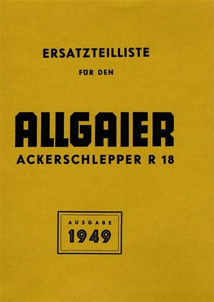 Allgaier R18 Traktor Ersatzteilkatalog