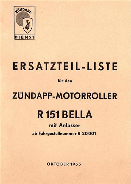 Zündapp Bella R151 Ersatzteilkatalog