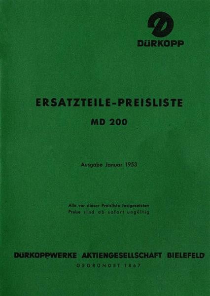 Dürkopp MD200 Ersatzteilkatalog