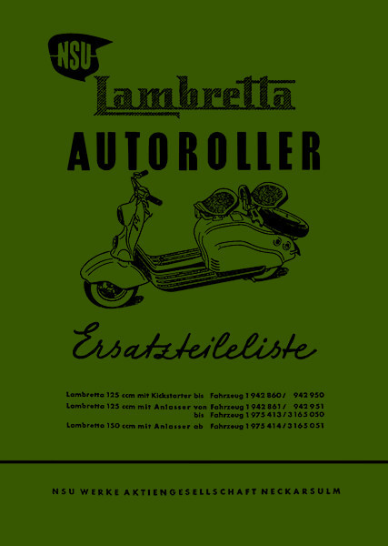 NSU Lambretta Autoroller Ersatzteilkatalog