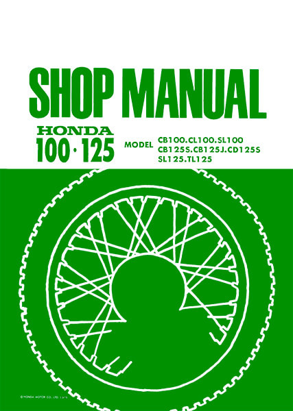 Honda CB100 CL100 SL100 CB125S CB125J CD125S SL125 TL125 Shop Manual