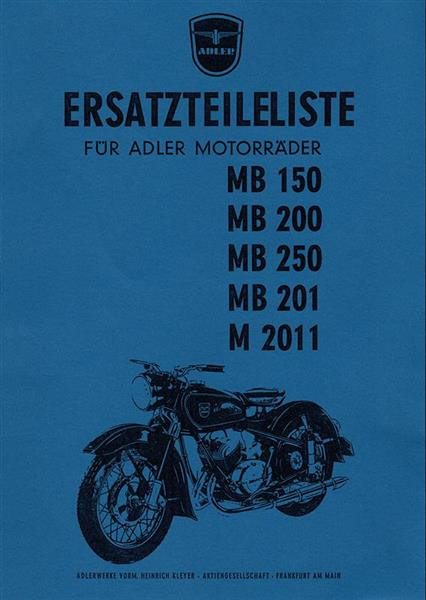 Adler MB150 MB200 MB201 MB250 M2011 Ersatzteilkatalog