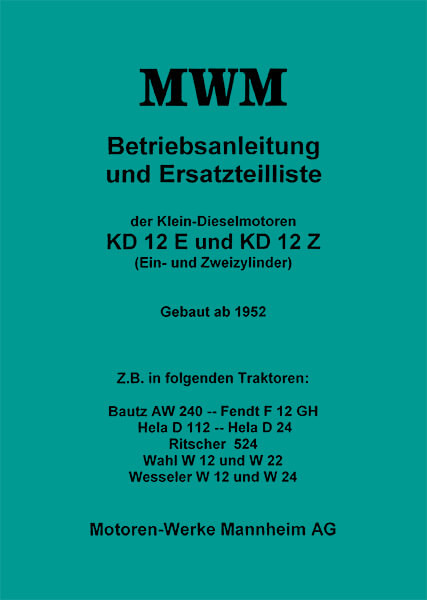 MWM Motoren Bedienungsanleitung und Ersatzteilliste