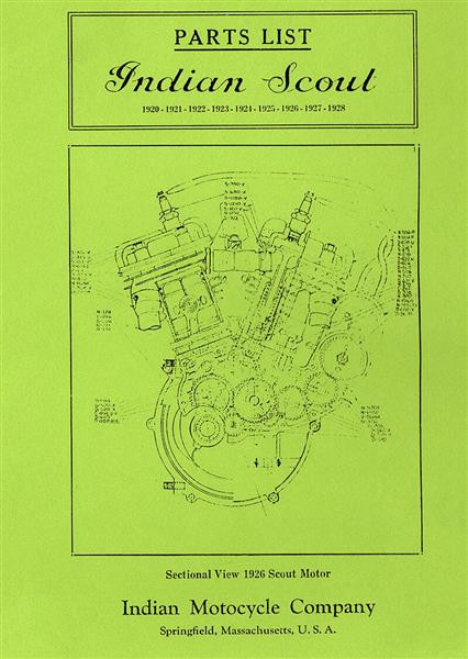 Indian Scout Motor Modelle G und GP Parts List