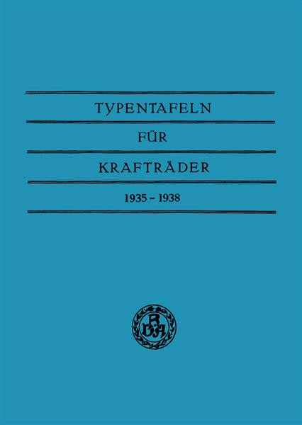 Typentafeln für Krafträder 1935 - 1938