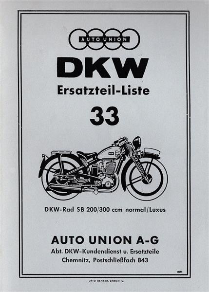 DKW SB200 und SB300 Normal und Luxus Ersatzteilliste