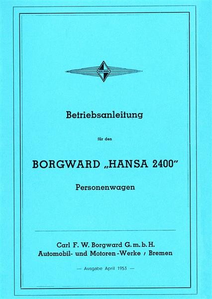 Borgward Hansa 2400 Betriebsanleitung