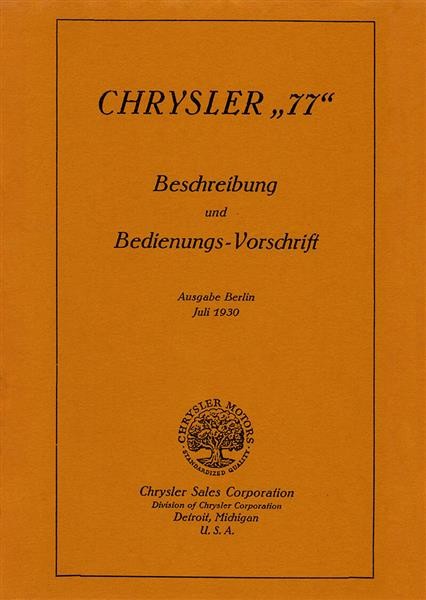 Chrysler 77 Betriebsanleitung