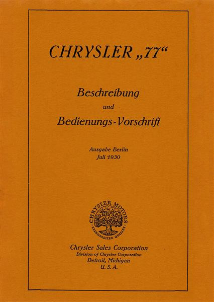 Chrysler 77 Betriebsanleitung