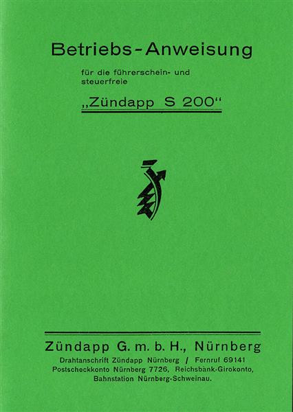 Zündapp S200 Betriebsanleitung