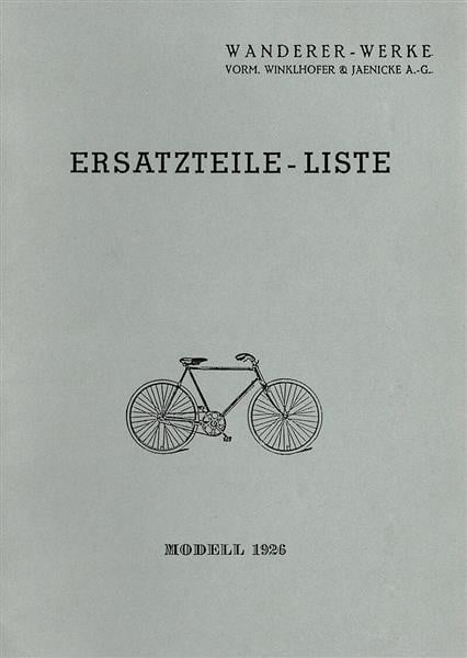 Wanderer Fahrräder 1926 Ersatzteilkatalog