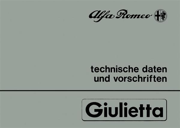 Alfa Romeo Giulietta, technische Daten, Reparaturvorschriften