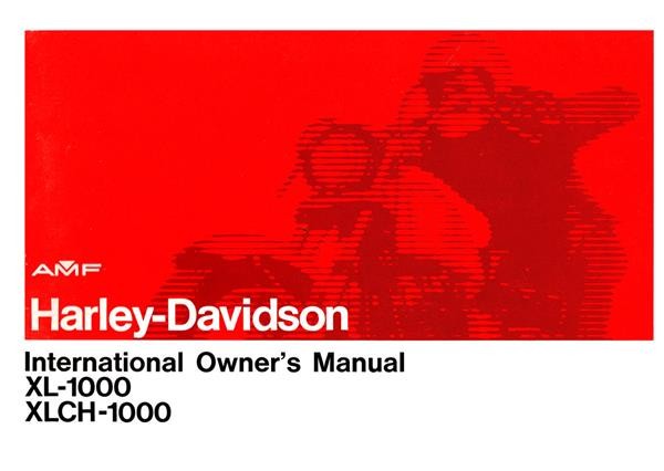 Harley-Davidson XL 1000 & XLCH 1000 Owner's Manual