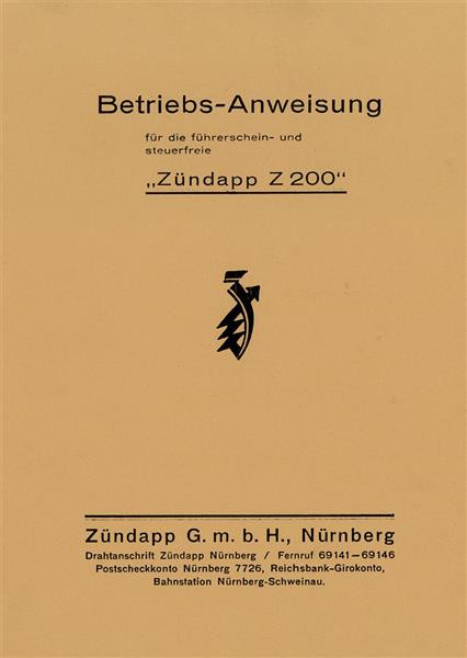 Zündapp Z200 Betriebsanleitung