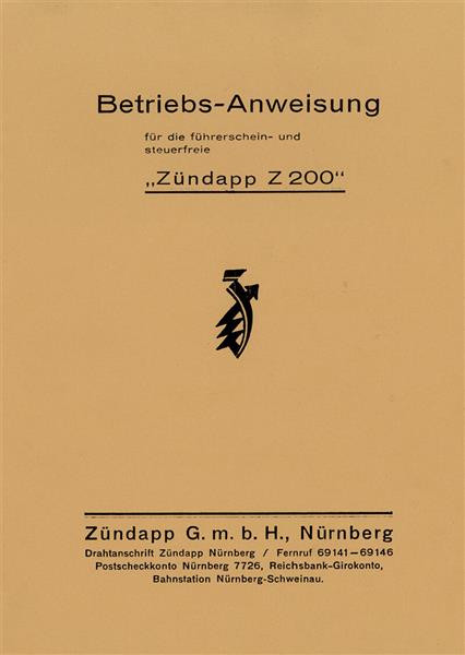 Zündapp Z200 Betriebsanleitung