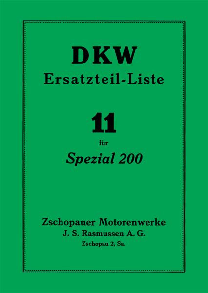 DKW Spezial 200 Ersatzteilkatalog