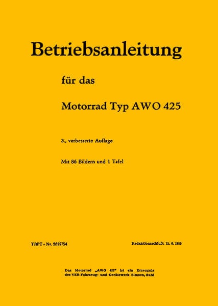AWO 425 Betriebsanletung und Reparaturanleitung